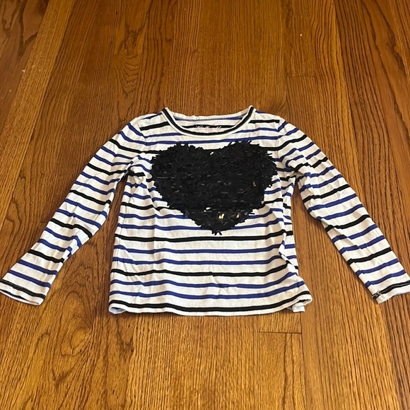 Crewcuts Girl’s Striped Heart Sequin Long Sleeve Size 4-5 - Picture 1 of 5